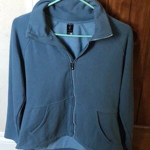 Skechers Full Zip Jacket Women’s Size Large Slate Green Fleece Lined Long Sleeve